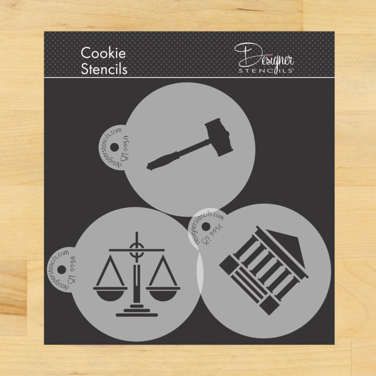 Law and Justice Cookie Stencil | C995 by Designer Stencils | Cookie Stencils for Royal Icing, Airbrush, Dusting Powder |